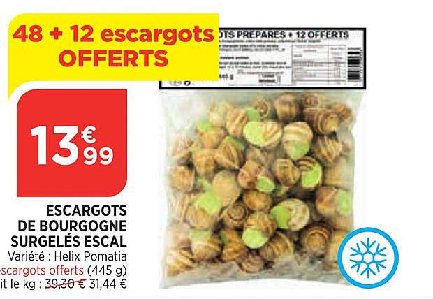Escargots De Bourgogne Surgelés Escal