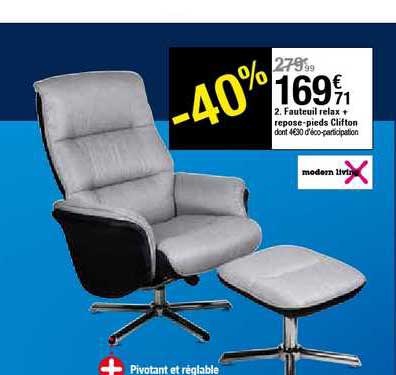 fauteuil relax + repose pieds clifton