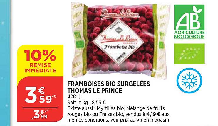 Framboises Bio Surgelées Thomas Le Prince 10% De Remise Immédiate