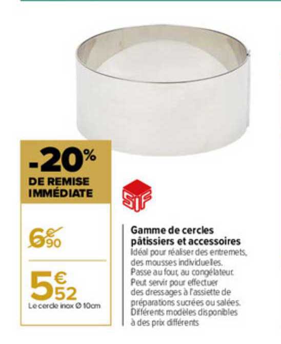 gamme de cercles pâtissiers et accessoires