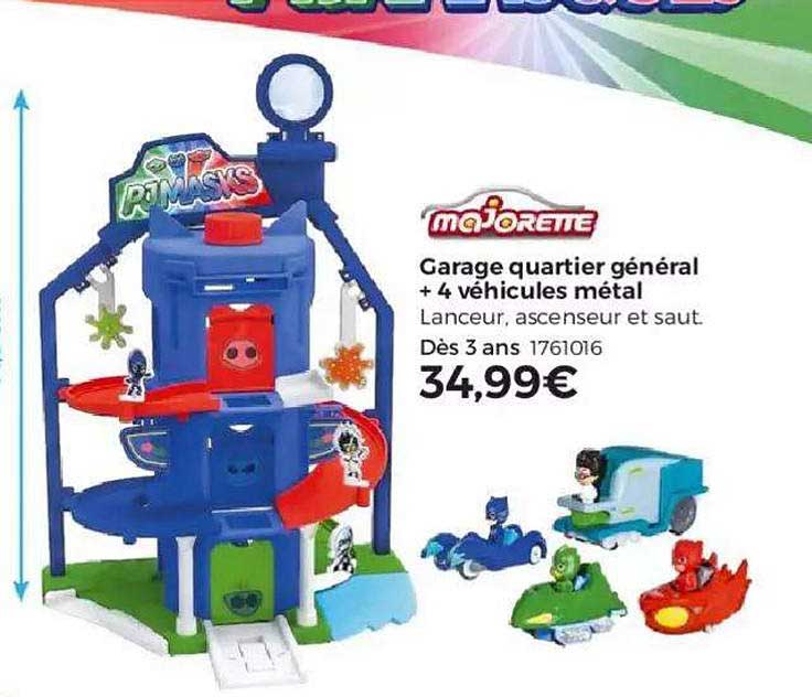 garage quartier général + 4 véhicules métal majorette