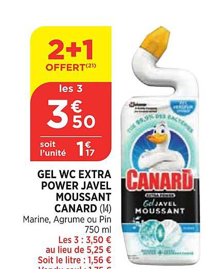 gel wc extra power javel moussant canard