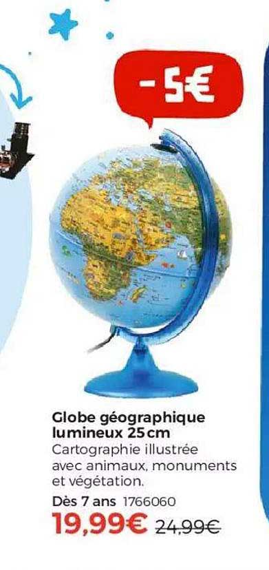 globe géographique lumineux 25cm