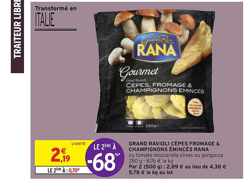 Grand Ravioli Cèpes Fromage & Champignons émincés Rana