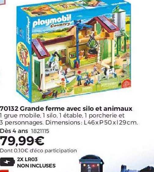 grande ferme avec silo et animaux playmobil