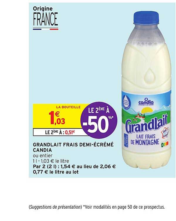 grandlait frais demi-écrémé candia