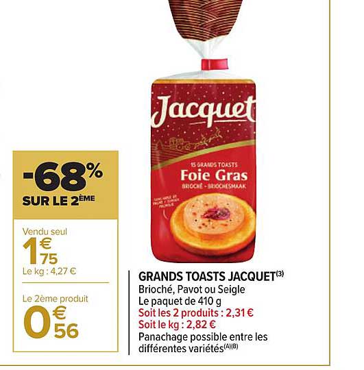 grands toasts jacquet -68% sur le 2ème