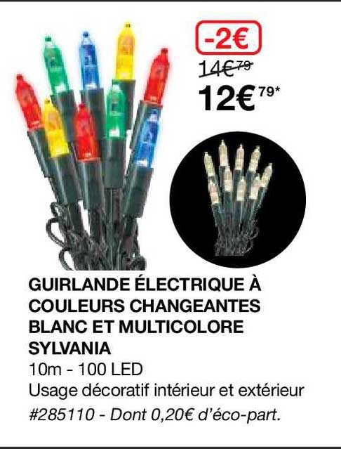 guirlande électrique à couleurs changeantes blanc et multicolore sylvania