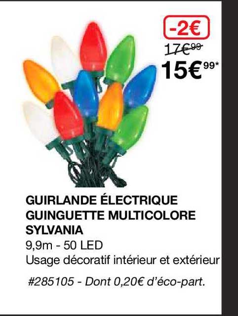 guirlande électrique guinguette multicolore sylvania