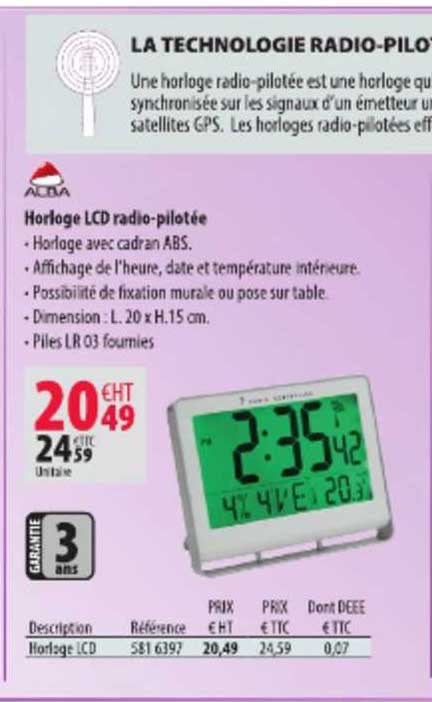 horloge lcd radio pilotée alba