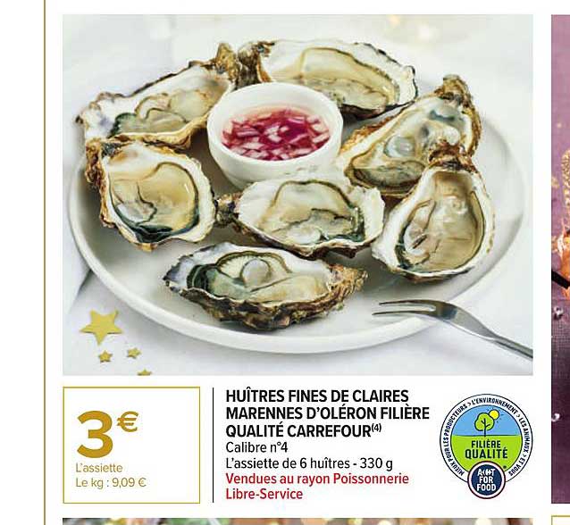 huîtres fines de claires marennes d'oléron filière qualité carrefour