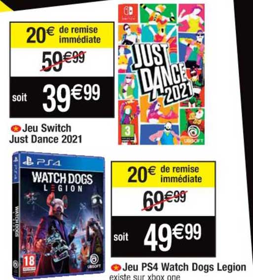 jeu ps4 watch dogs legion , jeu switch just dance 2021