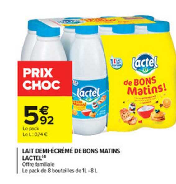 lait demi écrémé de bons matins lactel