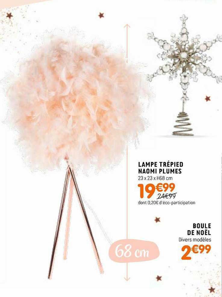 lampe trépied naomi plumes boule de noël
