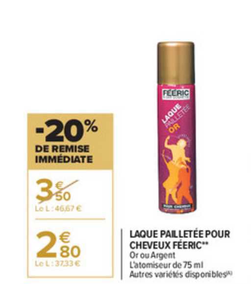 laque pailletée pour cheveux féeric -20% de remise immédiate
