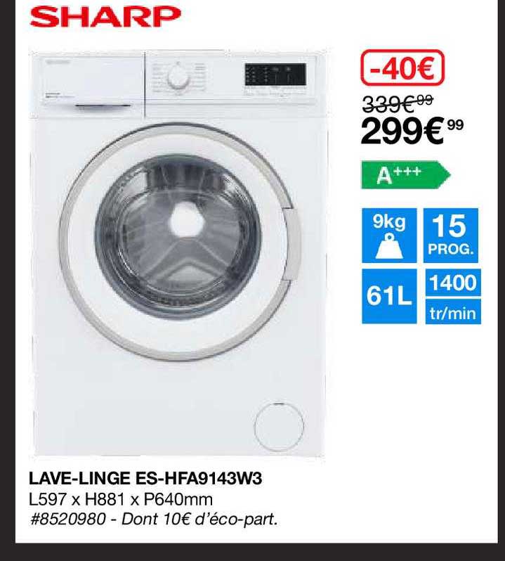 Lave-linge Es-hfa9143w3 Sharp