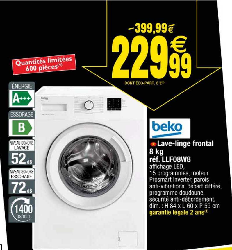 lave-linge frontal 8 kg beko