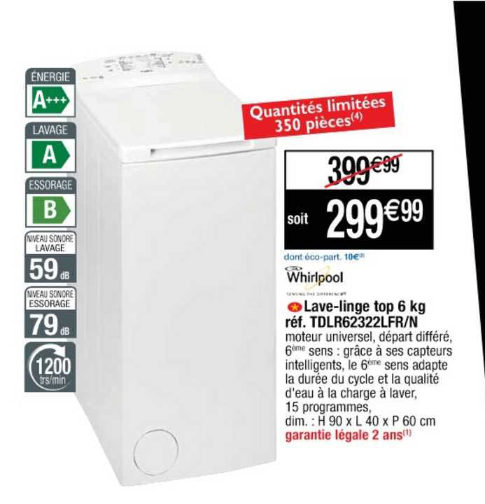lave-linge top 6 kg whirlpool