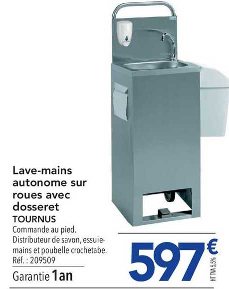 lave mains autonome sur roues avec dosseret tournus