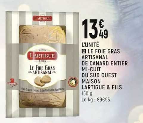 le foie gras artisanal de canard entier mi-cuit du sud ouest maison lartigue & fils