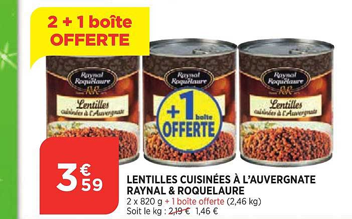 lentilles cuisinées à l'auvergnate raynal & roquelaure