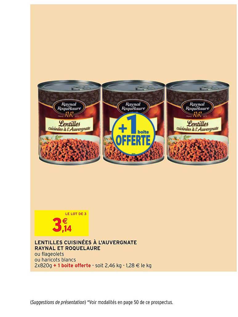 lentilles cuisinées à l'auvergnate raynal et requelaure