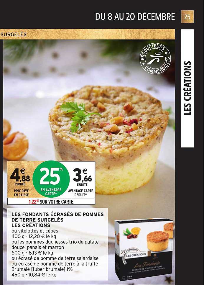 les fondants écrasés de pommes de terre surgelés les créations