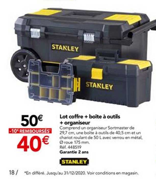 Lot Coffre + Boîte à Outils + Organiseur Stanley