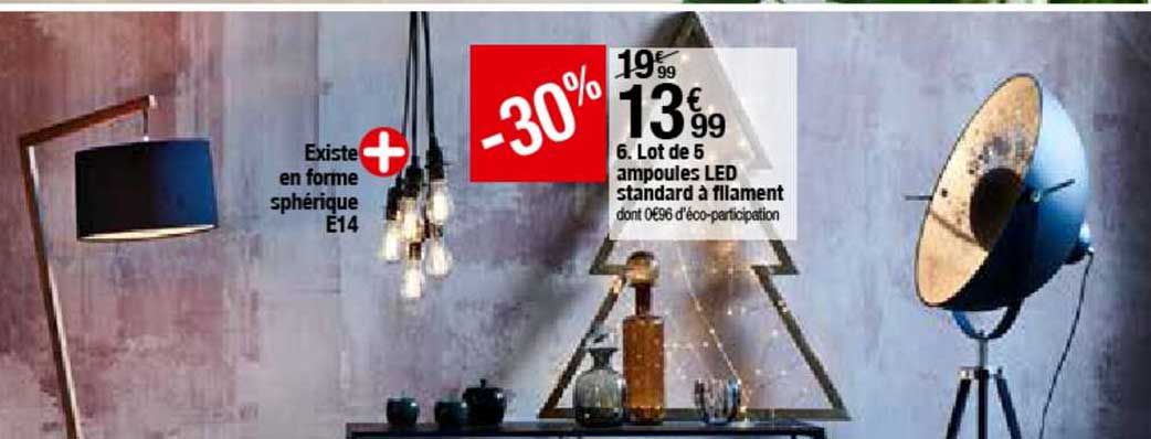 lot de 5 ampoules led standard à filament
