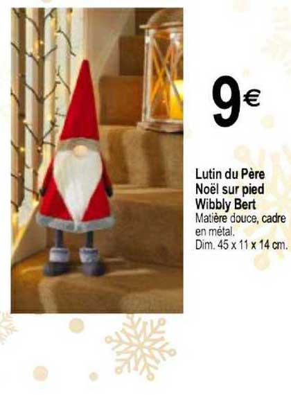 lutin du père noël sur pied wibbly bert