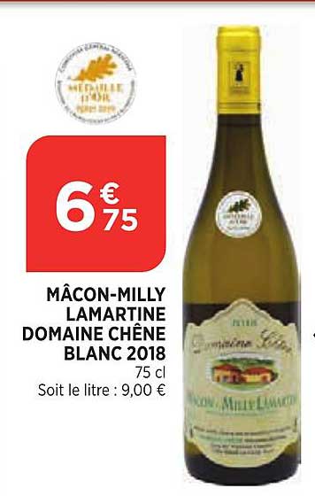 mâcon milly lamartine domaine chêne blanc 2018