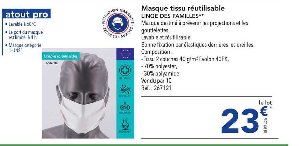 Masque Tissu Réutilisable Linge Des Familles