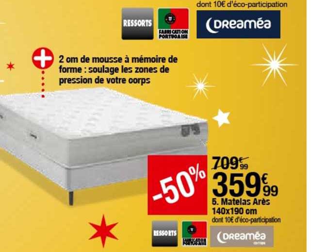 matelas arès 140x190 cm dreaméa