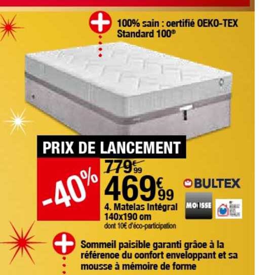 matelas intégral 140x190 cm bultex