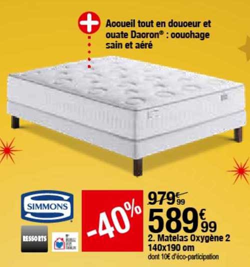 matelas oxygène 2 140x190cm simmons