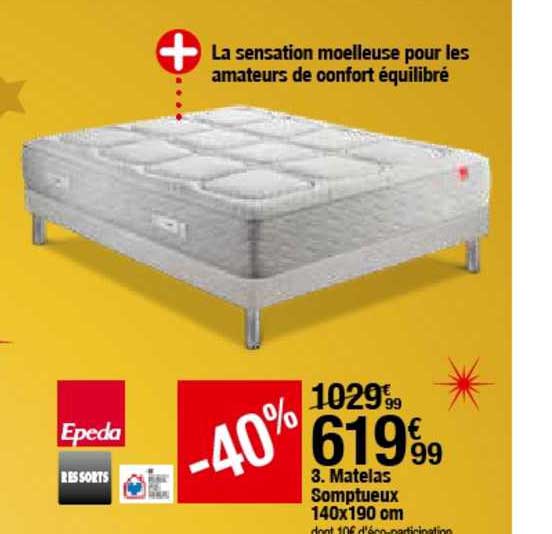 matelas somptueux 140x190 cm epeda