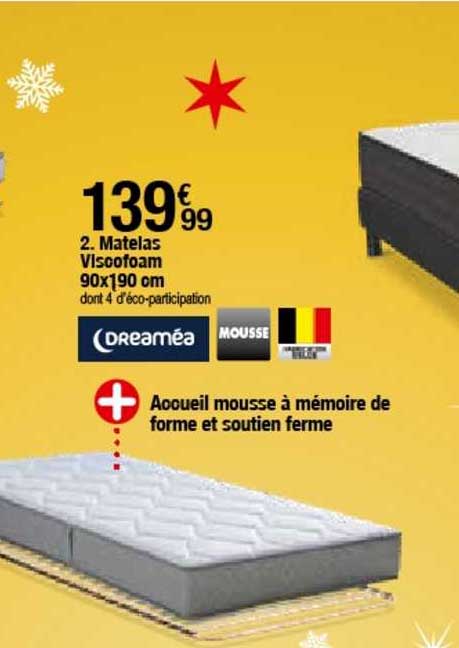 matelas viscofoam 90x190 cm dreaméa