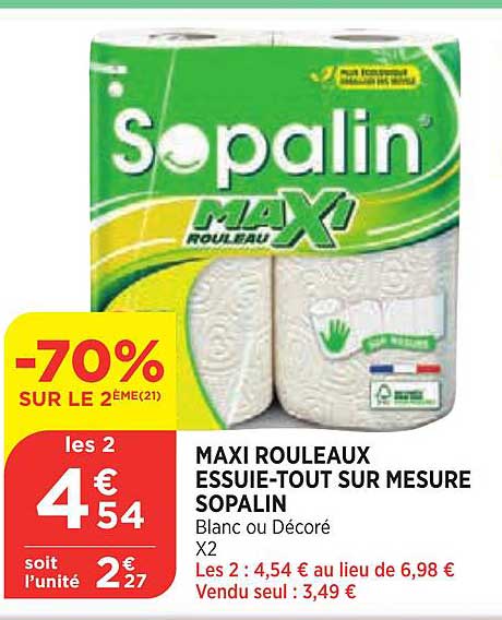 maxi rouleaux essuie tout sur mesure sopalin -70% sur le 2ème