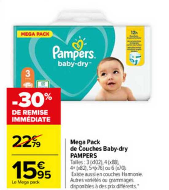mega pack de couches baby-dry pampers