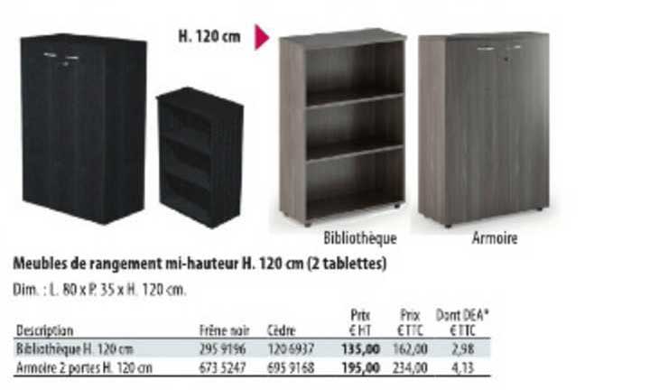 Meubles De Rangement Mi Hauteur H 120 Cm (2 Tablettes)