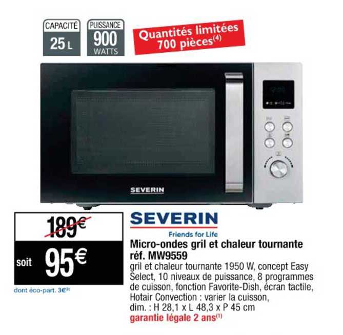 micro-ondes gril et chaleur tournante severin