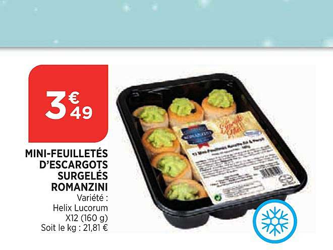 mini feuilletés d'escargots surgelés romanzini