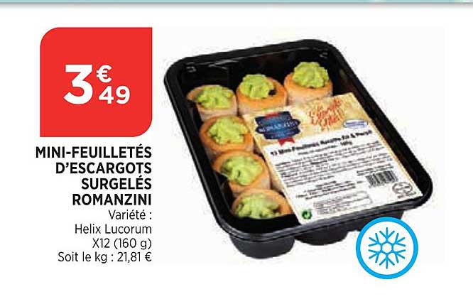 mini feuilletés d'escargots surgelés romanzini
