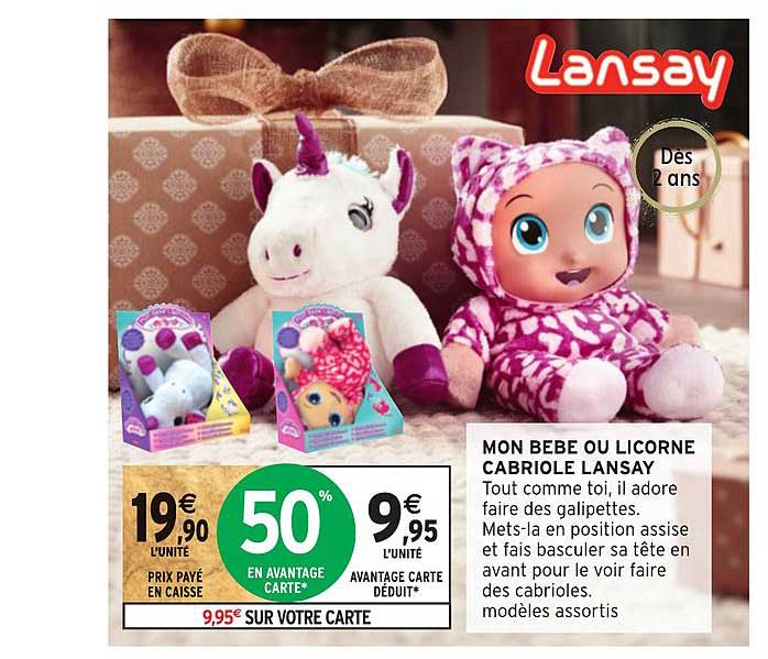 mon bébé ou licorne cabriole lansay