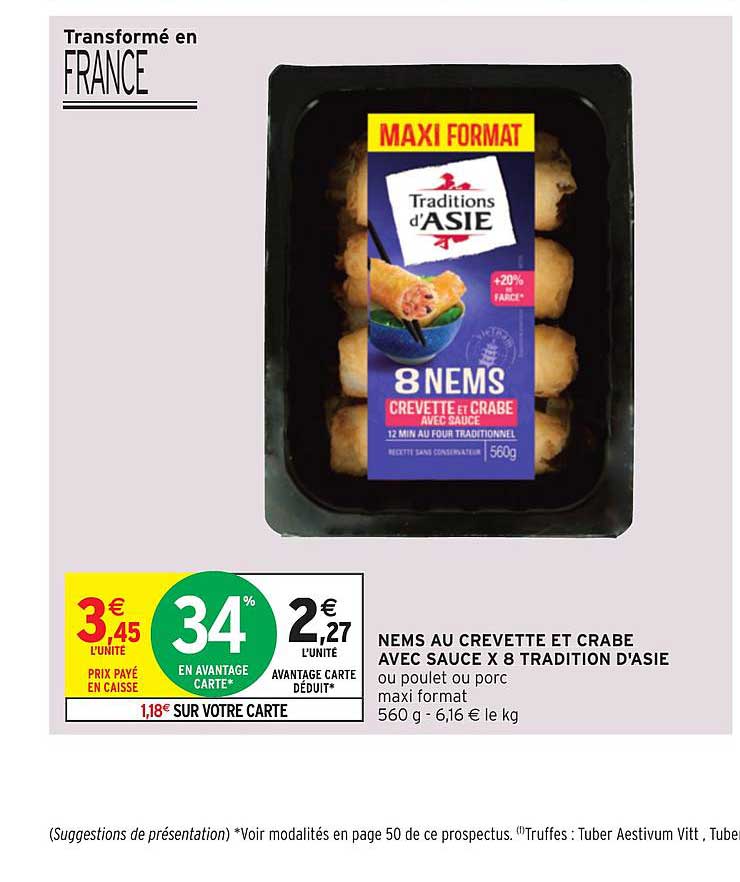 nems au crevette et crabe avec sauce x8 tradition d'asie