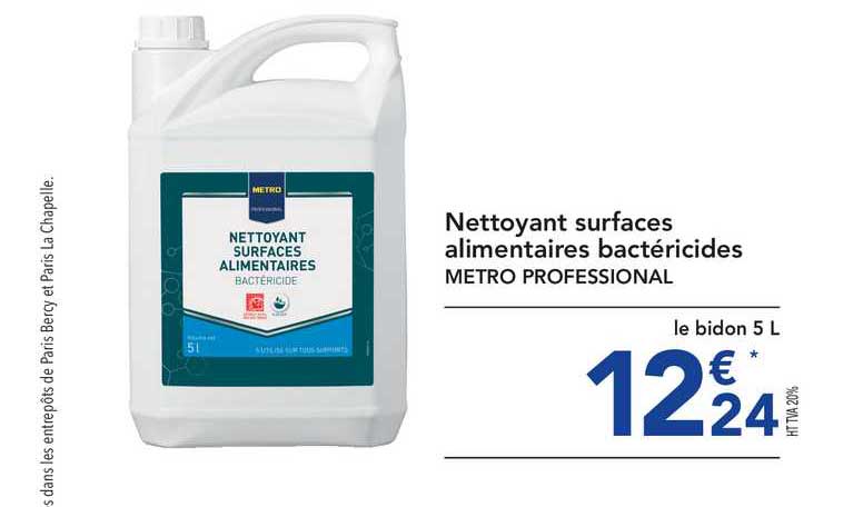 nettoyant surfaces alimentaires bactéricides metro professional