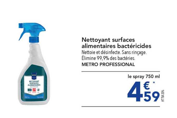 nettoyant surfaces alimentaires bactéricides metro professional