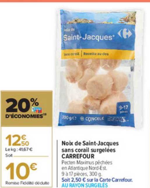 noix de saint jacques sans corail surgelées carrefour