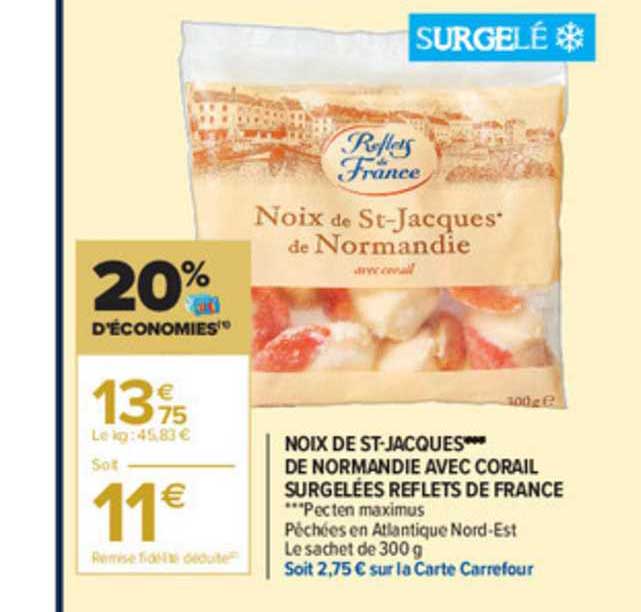 Noix De St Jacques De Normandie Avec Corail Surgelées Reflets De France