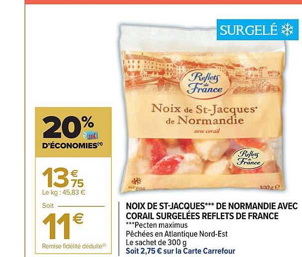 noix de st jacques de normandie avec corail surgelées reflets de france